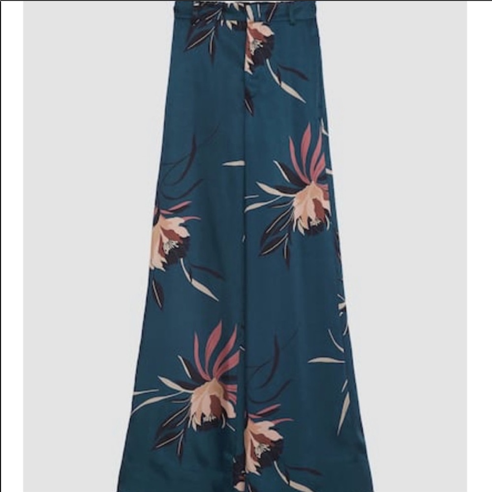 Zara Floral Satin High Waist Palazzo Pants - Picture 5 of 7